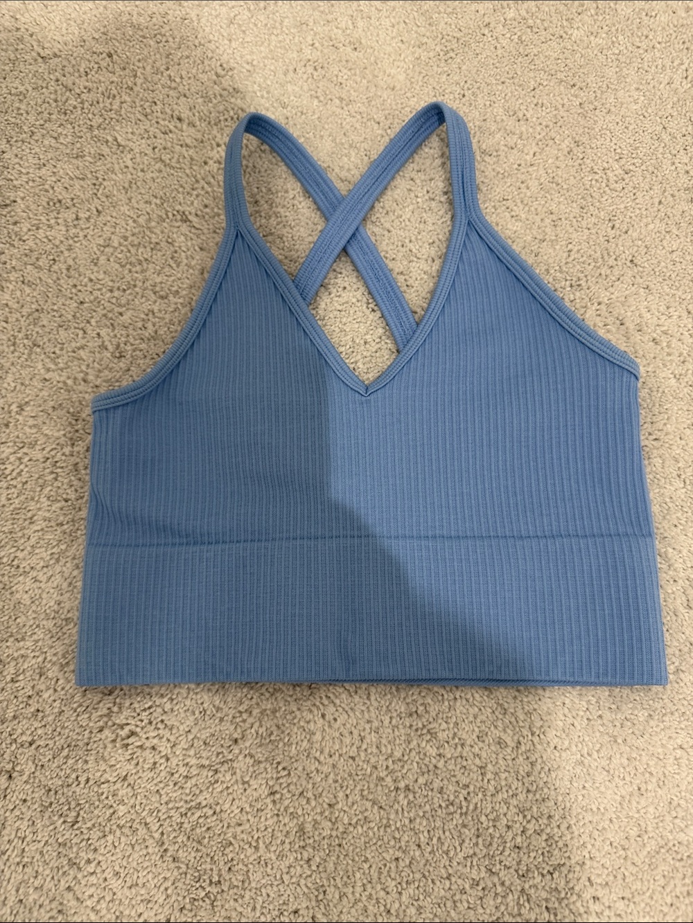 Cotton On Sky Blue Ribbed Cross-Back Bralette